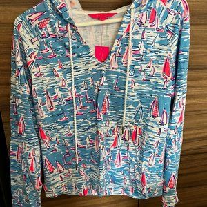 NWT Lilly Pulitzer Kiawah Hoodie Zanzibar Blue Boatylicious Size M